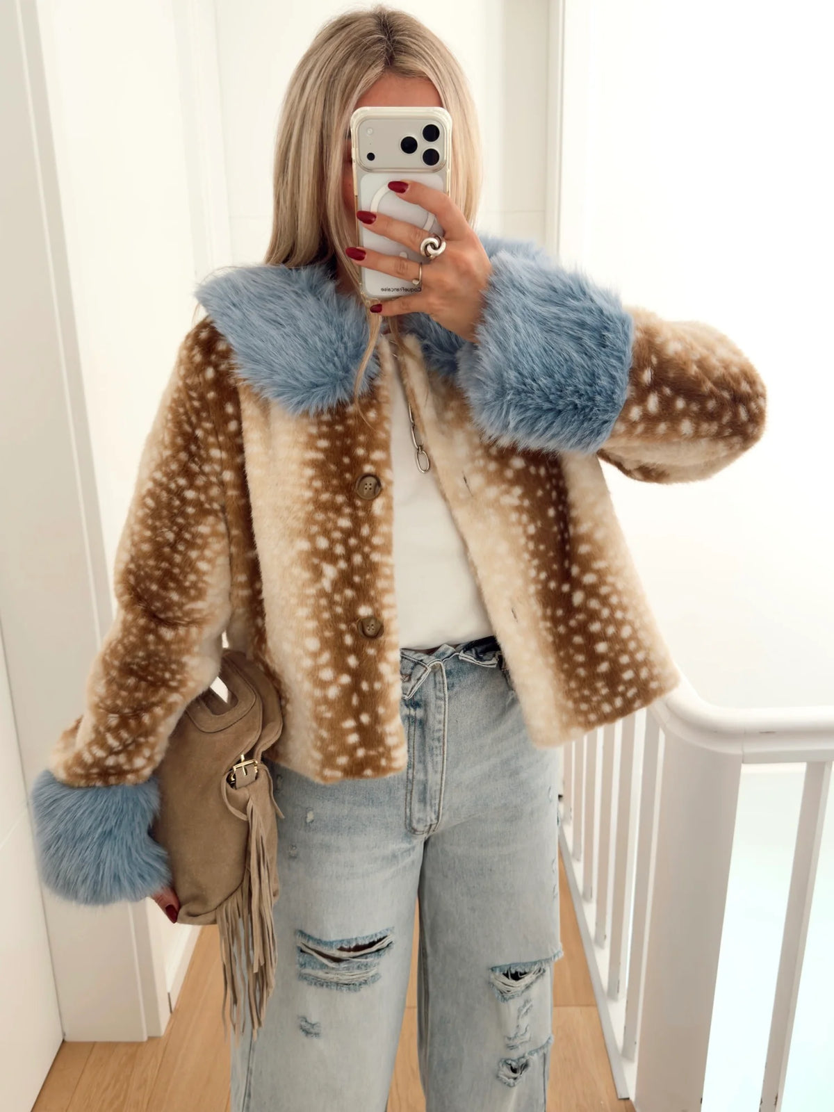 Bambi Blue Faux Fur Jacket