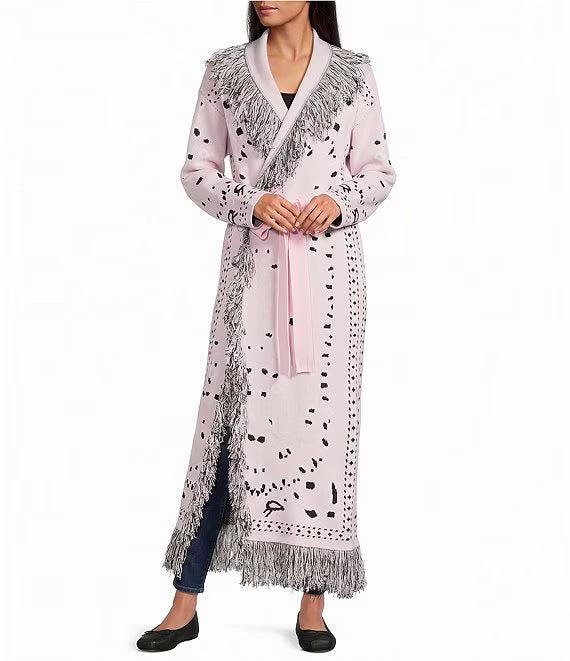 Deberly Bandana Print Fringe Maxi Cardigan