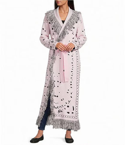 Deberly Bandana Print Fringe Maxi Cardigan