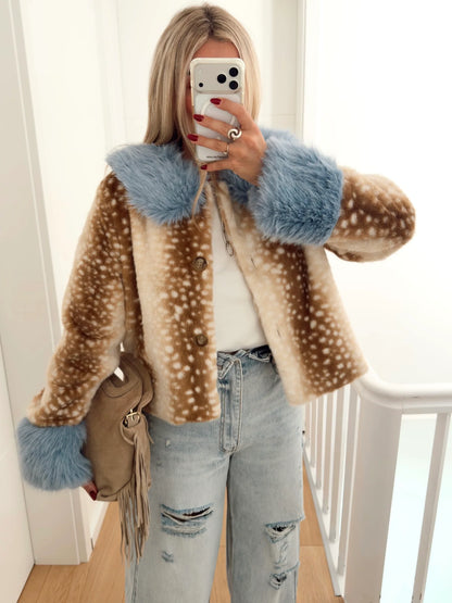 Bambi Blue Faux Fur Jacket