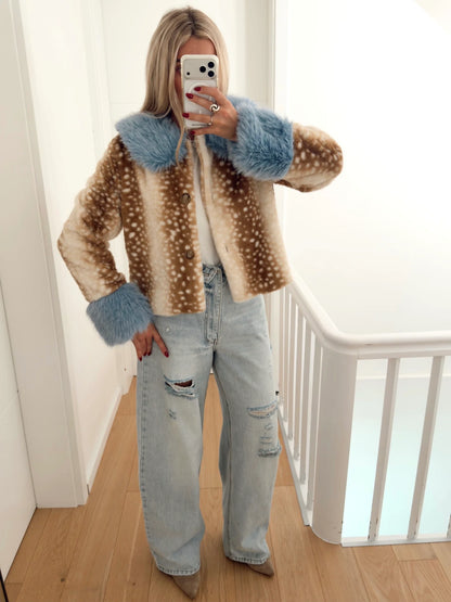 Bambi Blue Faux Fur Jacket