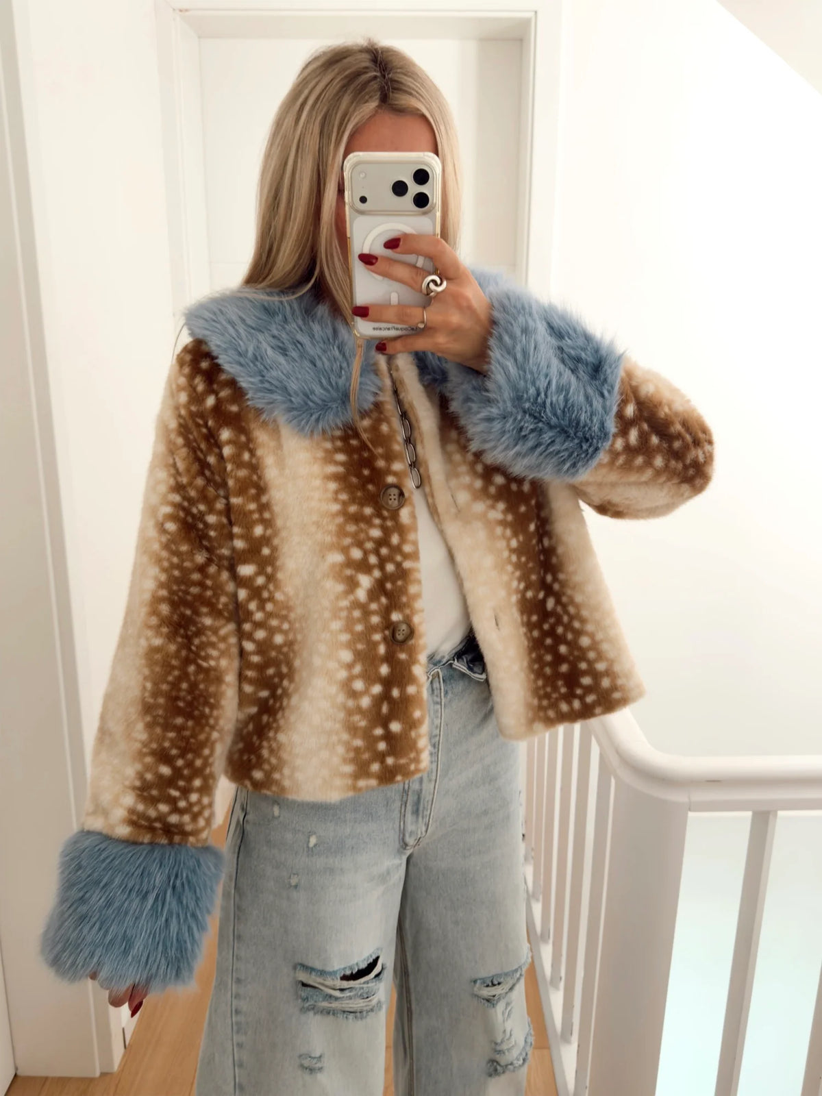 Bambi Blue Faux Fur Jacket