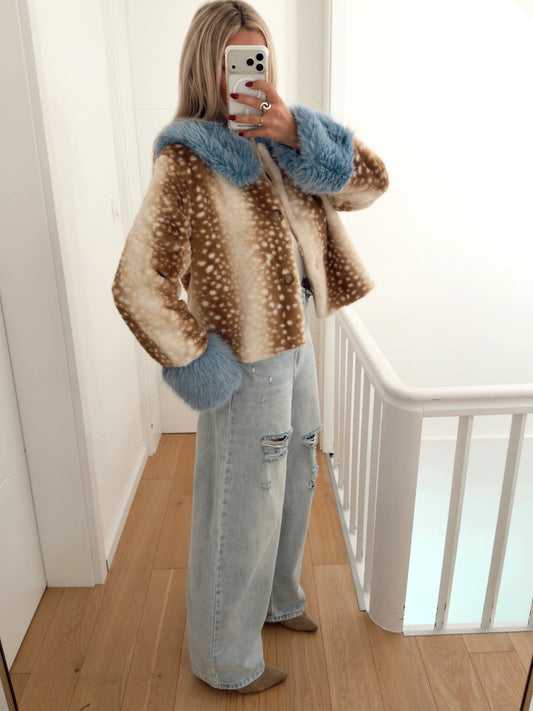 Bambi Blue Faux Fur Jacket