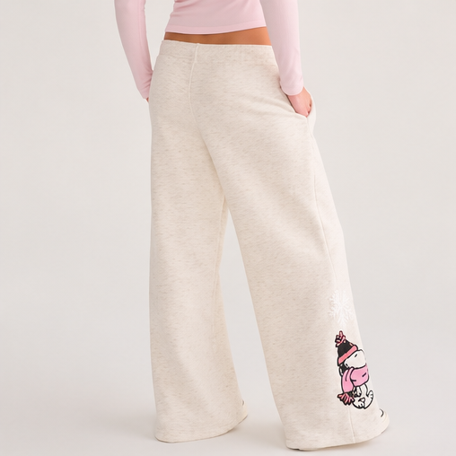 Snoopy Scarf Wide-Leg Sweatpants – Lightest Heather Grey