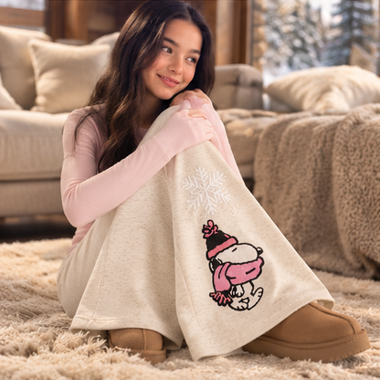 Snoopy Scarf Wide-Leg Sweatpants – Lightest Heather Grey