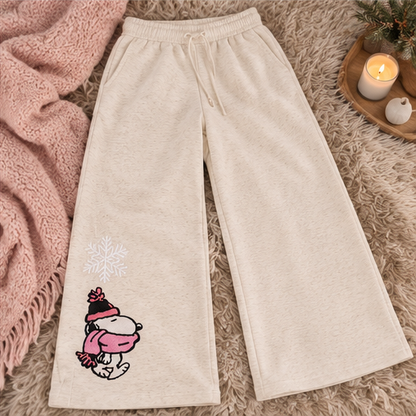 Snoopy Scarf Wide-Leg Sweatpants – Lightest Heather Grey
