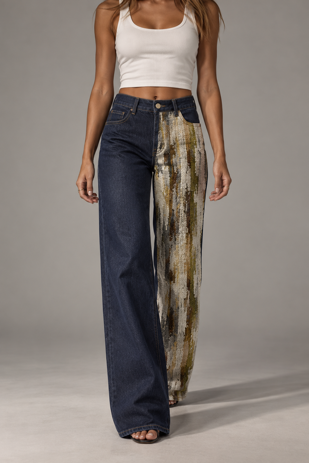 Designer Jacquard Panel Jeans